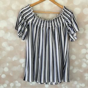 Alison Andrews Stripped Off Shoulder Blouse